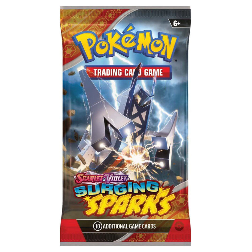 Pokémon TCG Scarlet & Violet Surging Sparks booster pack artwork featuring Archaludon
